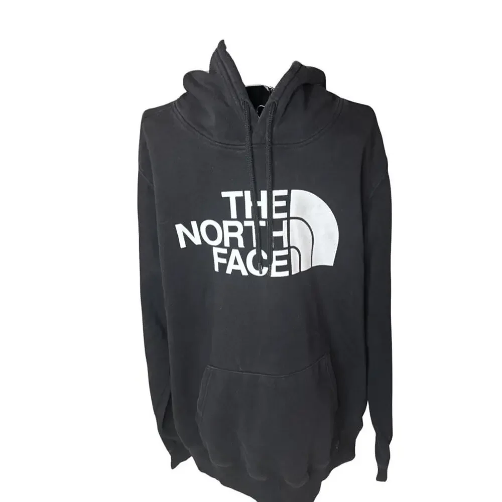 The North Face Men's Large Half Dome Hoodie Black White Big Logo Pullover